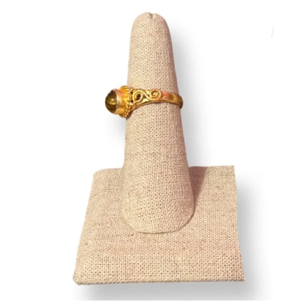 Tiger’s Eye Gold Plated Ring Marked 925 Size 6.25